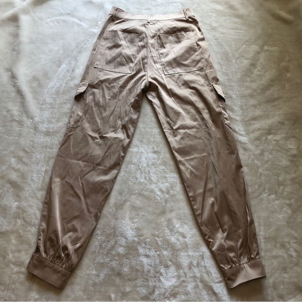 Zara Satin Tan High Waisted Cargo Pants Size XS - Picture 8 of 14
